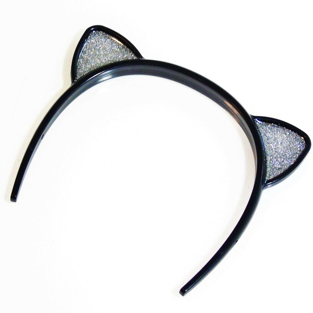 American Girl Cat Ears Headband Black Silver Glitter Halloween Doll Accessory
